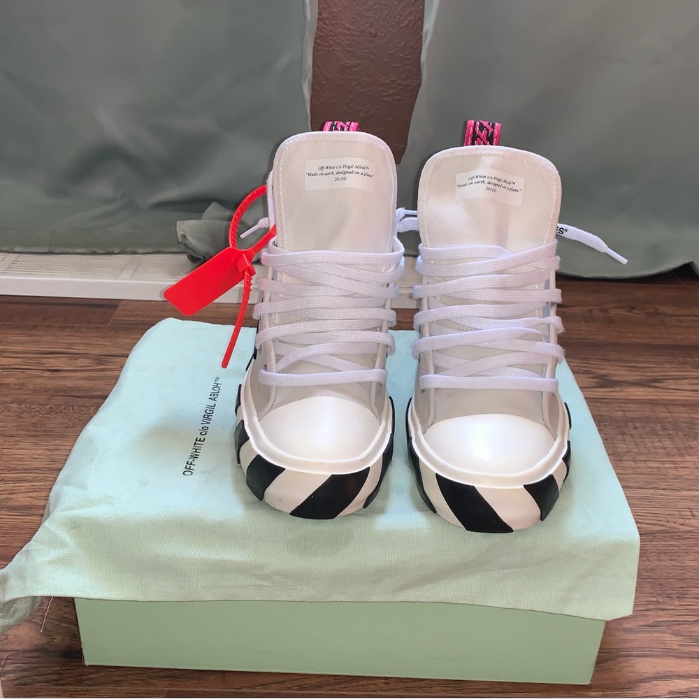 Off White Mid Top Sneakers